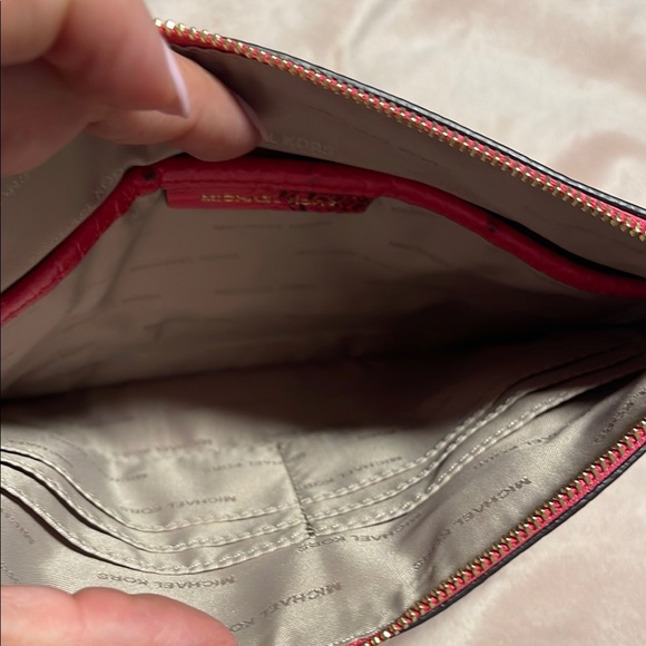 Michael Kors Fuchsia and Black Textured Clutch - Picture 5 of 9